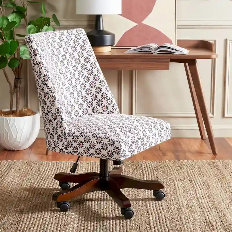 Chaise de bureau glamour avec revêtement en viscose douce et base roulante