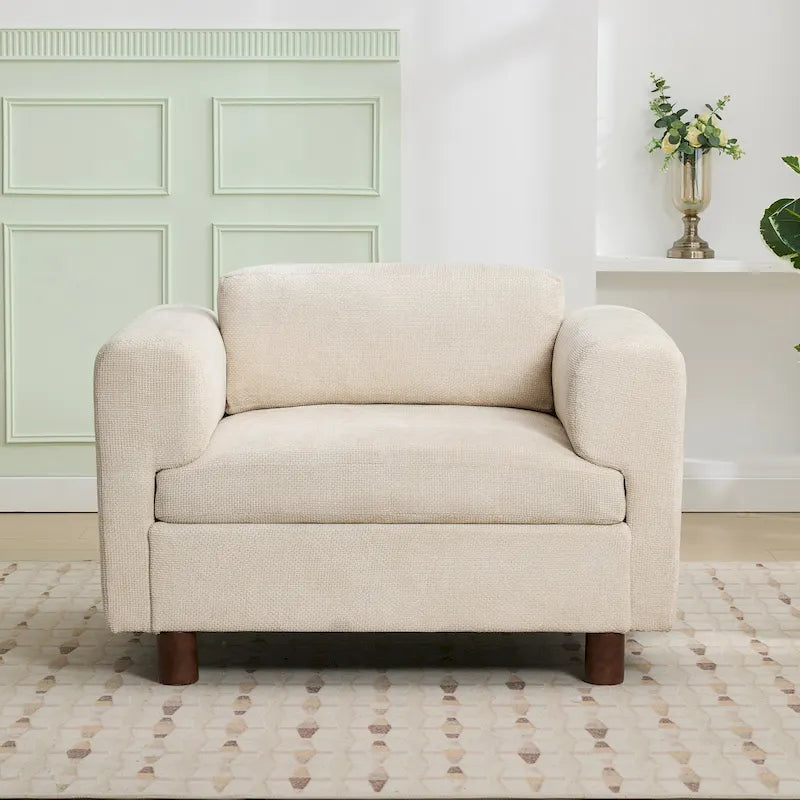 Fauteuil d'appoint surdimensionné avec revêtement en velours tissé pour salon ou bureau