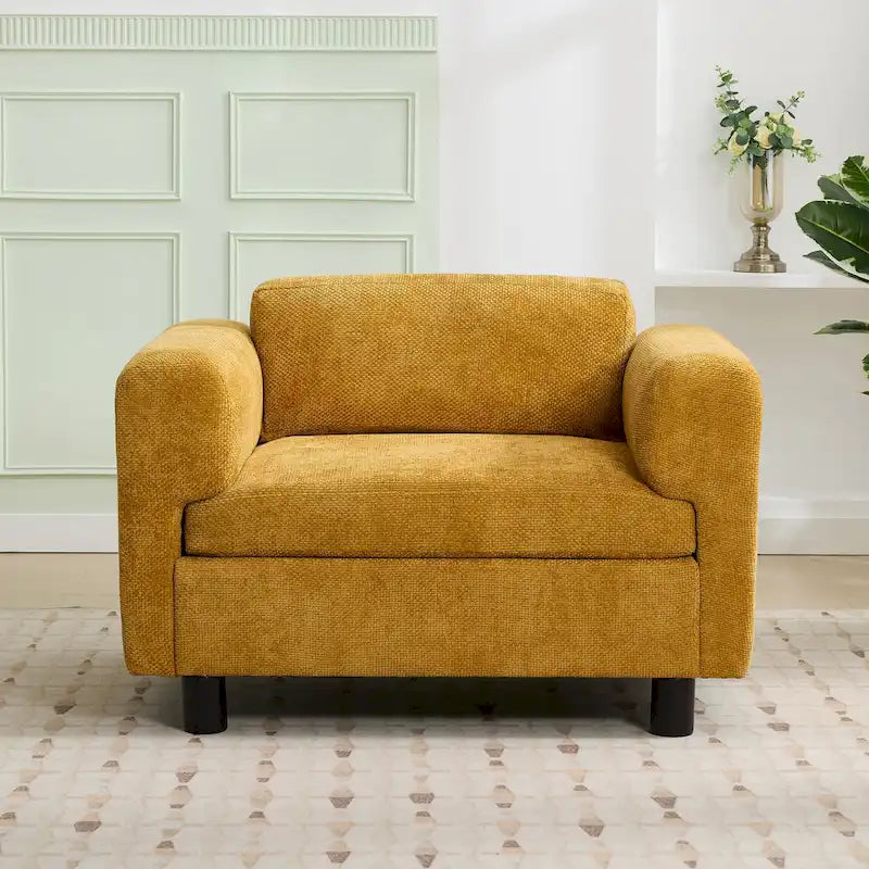 Fauteuil d'appoint surdimensionné avec revêtement en velours tissé pour salon ou bureau