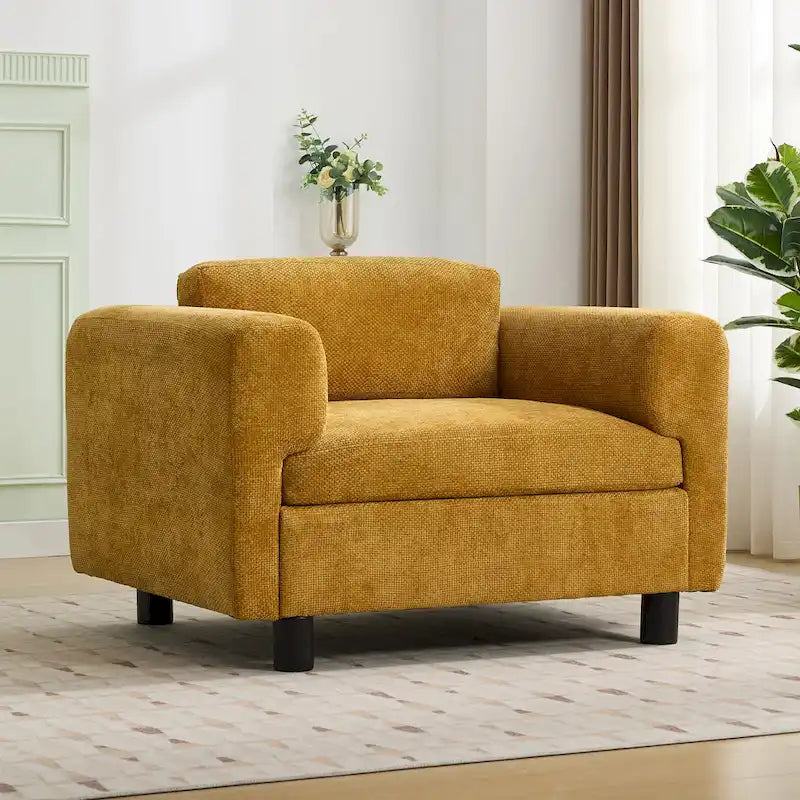 Fauteuil d'appoint surdimensionné avec revêtement en velours tissé pour salon ou bureau
