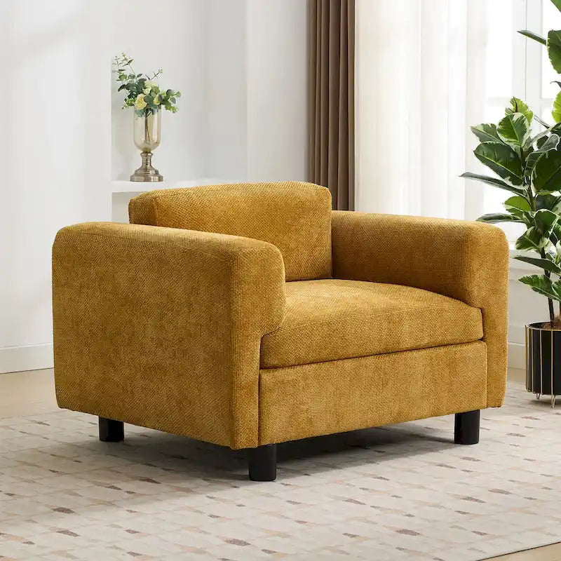 Fauteuil d'appoint surdimensionné avec revêtement en velours tissé pour salon ou bureau