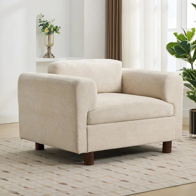 Fauteuil d'appoint surdimensionné avec revêtement en velours tissé pour salon ou bureau
