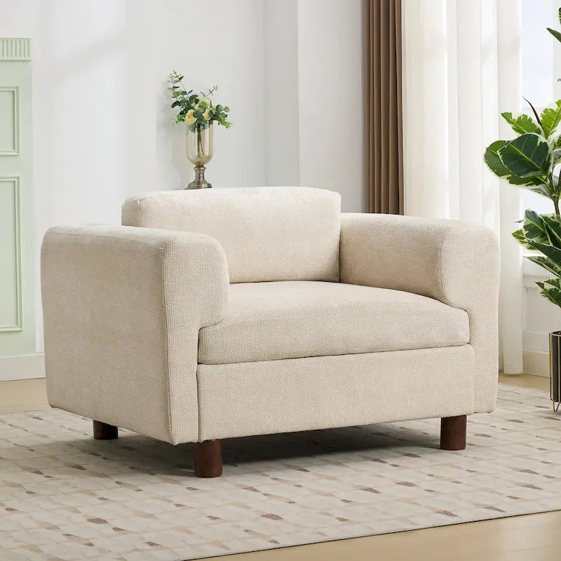 Fauteuil d'appoint surdimensionné avec revêtement en velours tissé pour salon ou bureau
