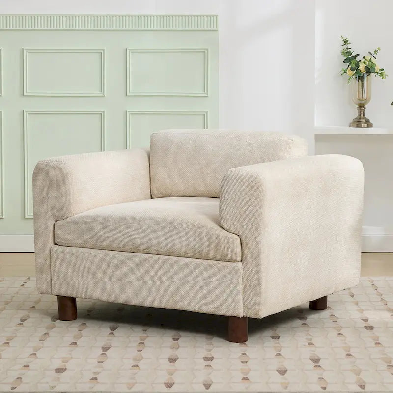 Fauteuil d'appoint surdimensionné avec revêtement en velours tissé pour salon ou bureau