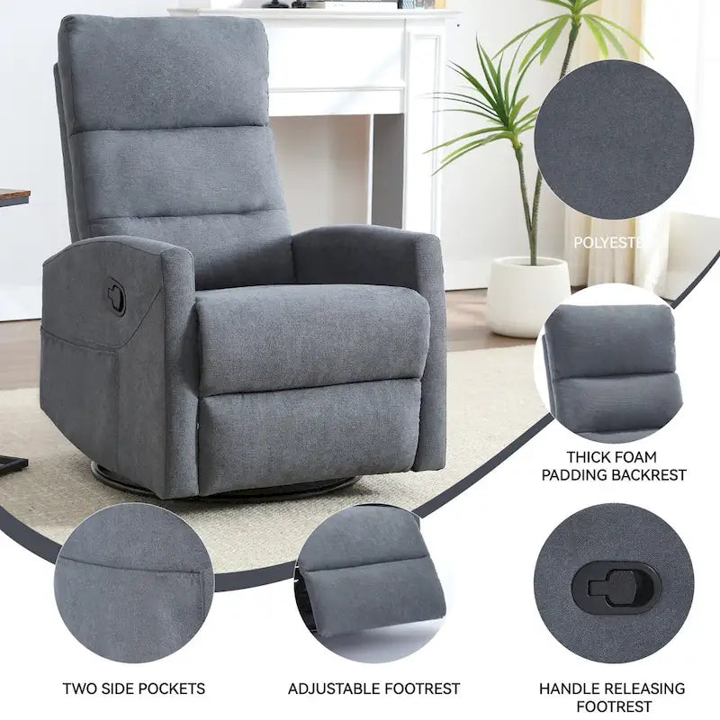 Fauteuil inclinable manuel à bascule et pivotant pour petits espaces