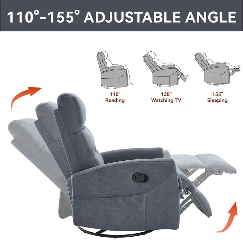 Fauteuil inclinable manuel à bascule et pivotant pour petits espaces
