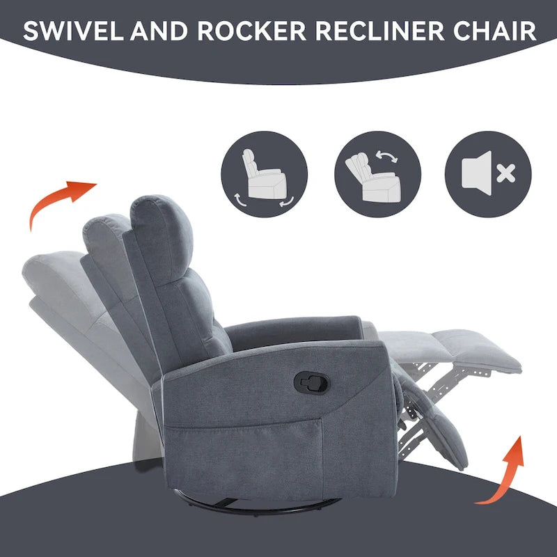 Fauteuil inclinable manuel à bascule et pivotant pour petits espaces