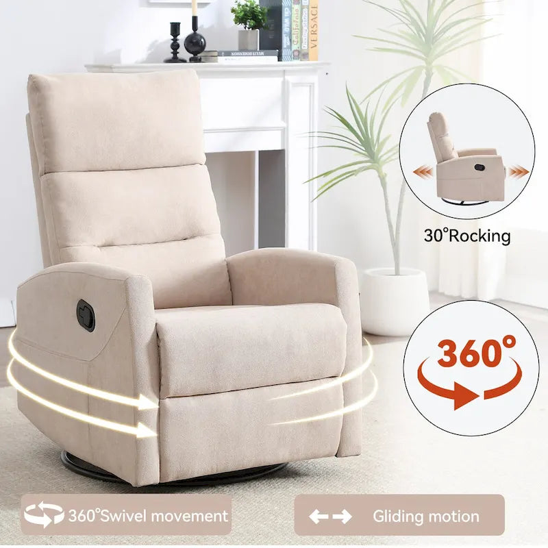 Fauteuil inclinable manuel à bascule et pivotant pour petits espaces