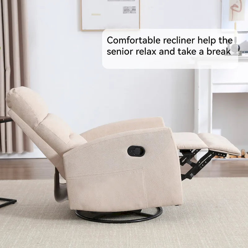 Fauteuil inclinable manuel à bascule et pivotant pour petits espaces