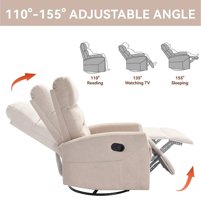 Fauteuil inclinable manuel à bascule et pivotant pour petits espaces