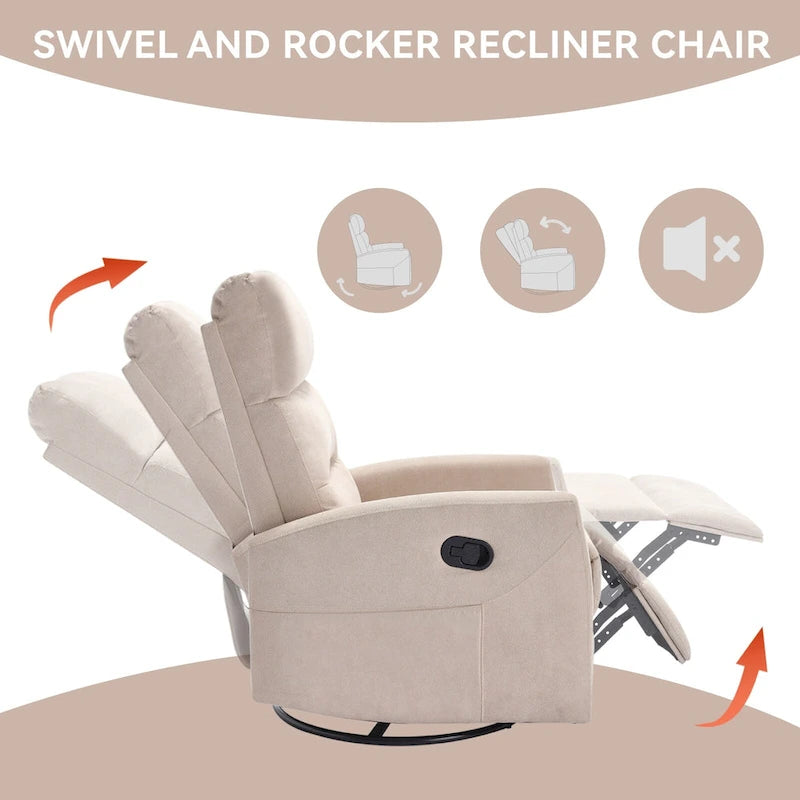 Fauteuil inclinable manuel à bascule et pivotant pour petits espaces