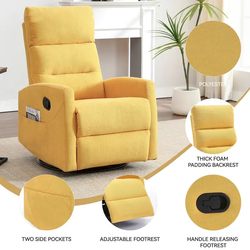 Fauteuil inclinable manuel à bascule et pivotant pour petits espaces