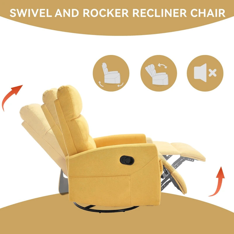 Fauteuil inclinable manuel à bascule et pivotant pour petits espaces