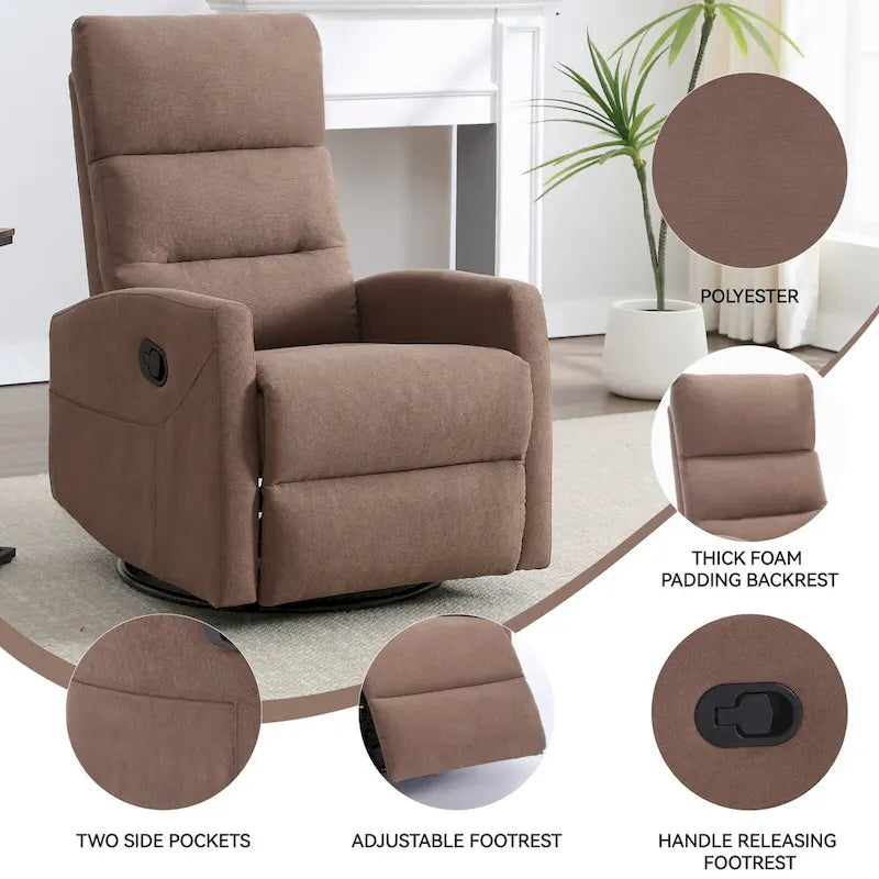 Fauteuil inclinable manuel à bascule et pivotant pour petits espaces