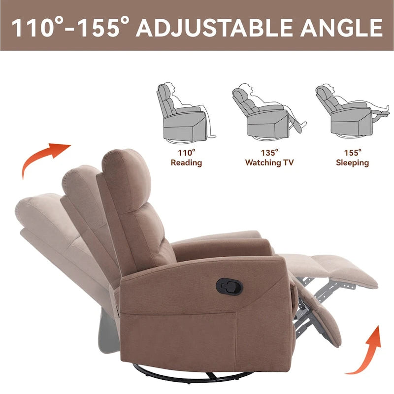 Fauteuil inclinable manuel à bascule et pivotant pour petits espaces