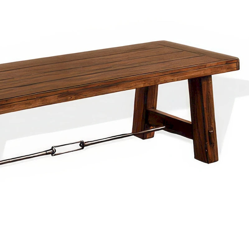 Banc de salle à manger, bois d'acajou brun avec accents de tendeur, 64 pouces