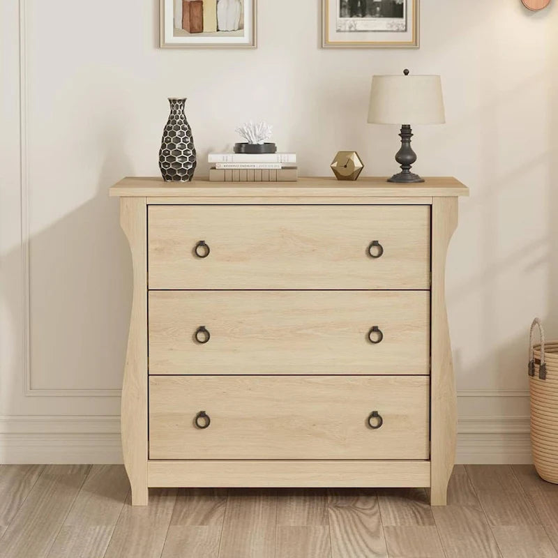 Commode 3 tiroirs naturelle pour salon, chambre, entrée