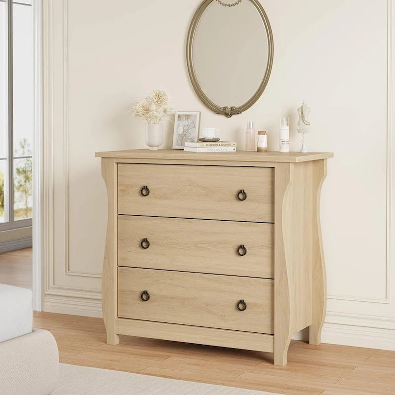 Commode 3 tiroirs naturelle pour salon, chambre, entrée
