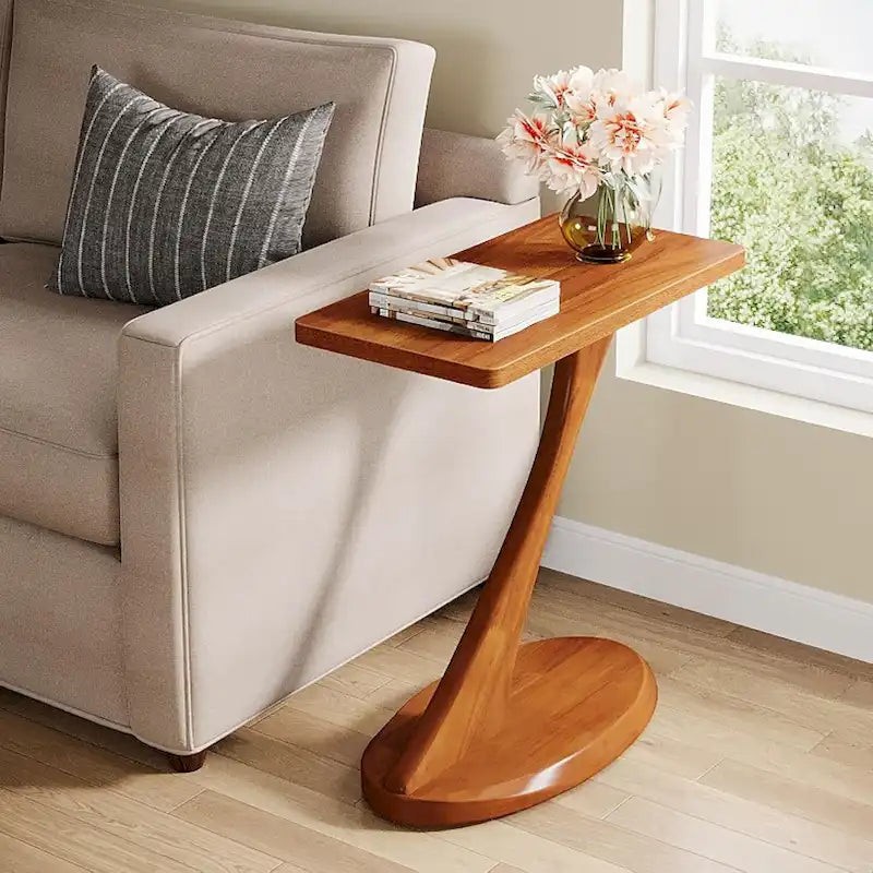 Table d'appoint étroite en bois pour le salon