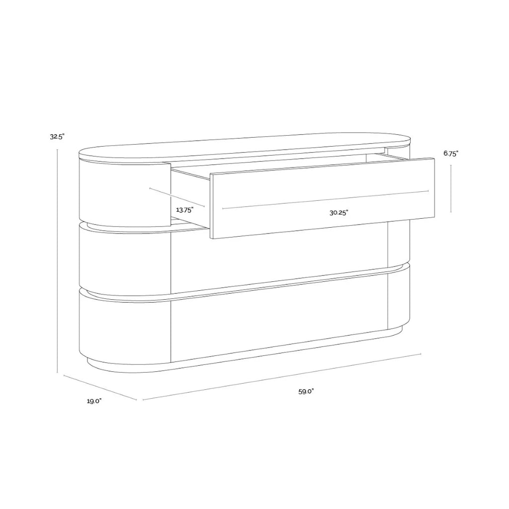 Commode sculpturale en marbre biologique avec rangements - Chambre à coucher | Finition polie