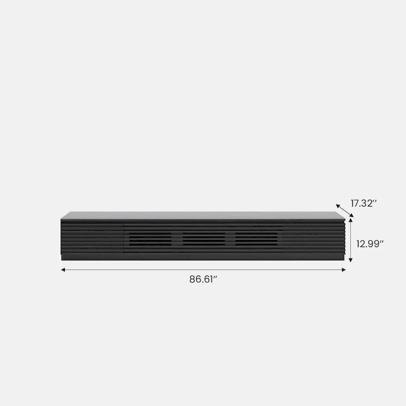 Meuble TV minimaliste avec tiroirs, console multimédia en bois massif avec placards, porte abattante, placage noyer, livré entièrement assemblé