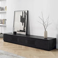Meuble TV minimaliste avec tiroirs, console multimédia en bois massif avec placards, porte abattante, placage noyer, livré entièrement assemblé