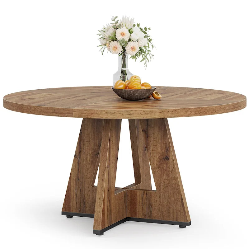 Table de salle à manger ronde de 47 pouces pour 4 personnes, table de salle à manger style ferme en bois pour cuisine, salle à manger et salon