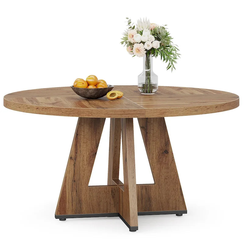 Table de salle à manger ronde de 47 pouces pour 4 personnes, table de salle à manger style ferme en bois pour cuisine, salle à manger et salon