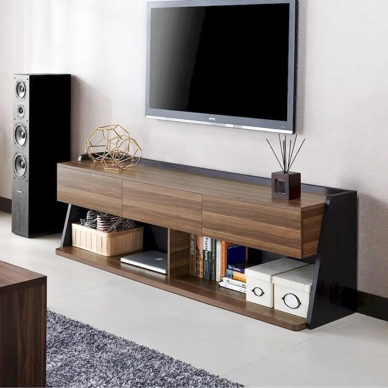 Alan Modern Walnut 73-inch 3-Drawer TV Console by Furniture of America