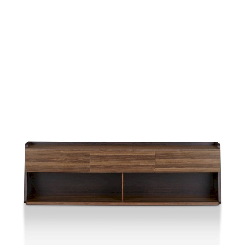 Meuble TV moderne en noyer de 185 cm avec 3 tiroirs