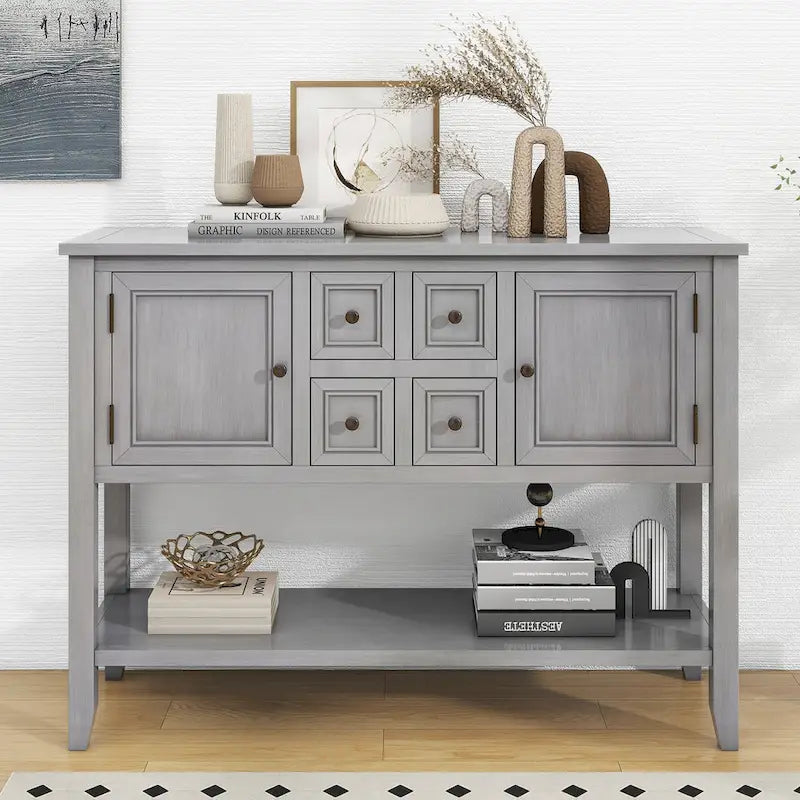 Console vintage avec tiroirs et placards