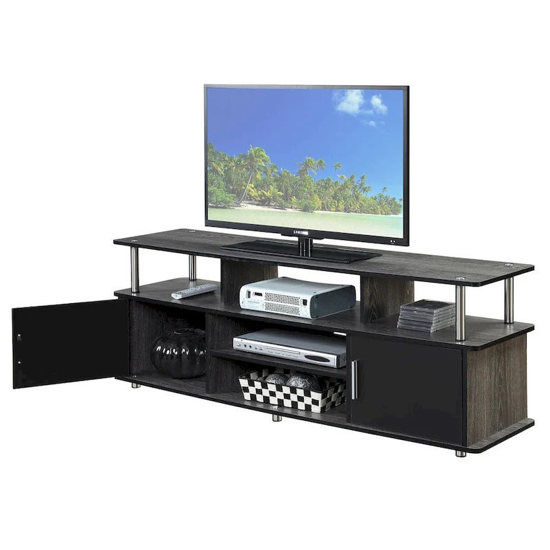 Meuble TV de 65 pouces avec placards de rangement et étagères