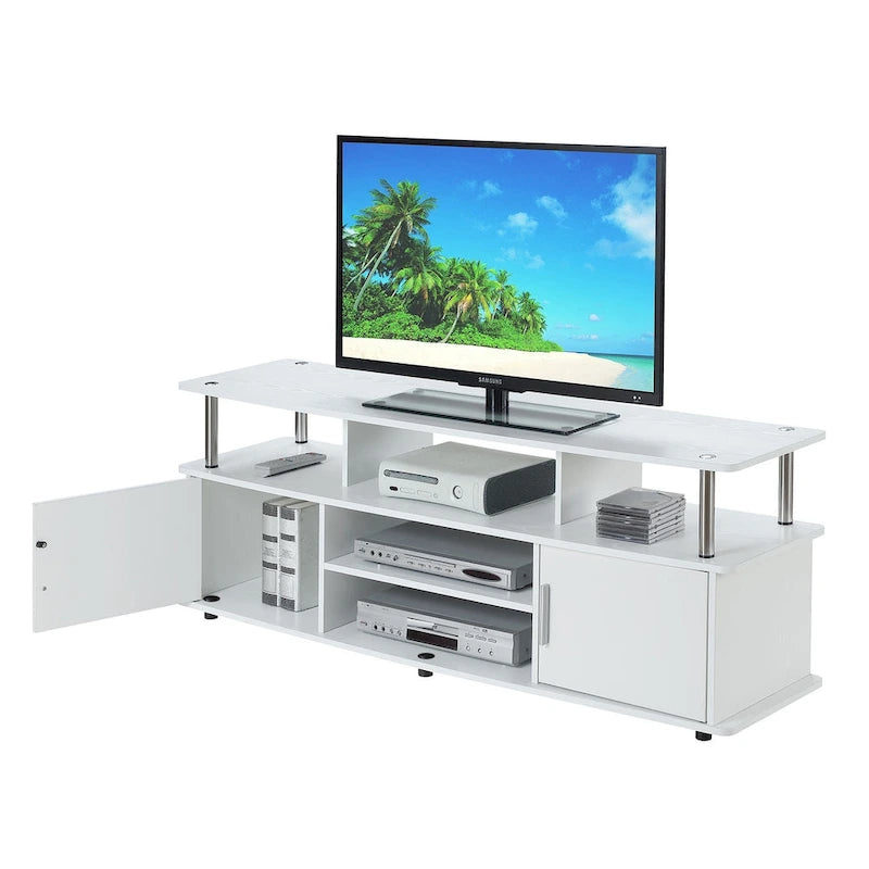 Meuble TV de 65 pouces avec placards de rangement et étagères
