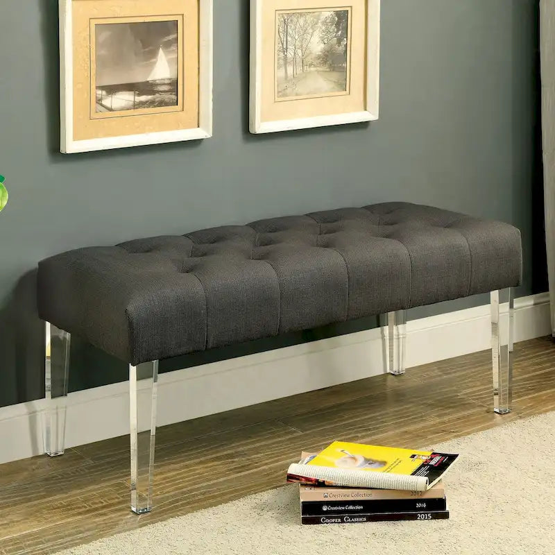 Banc d'appoint capitonné en tissu contemporain