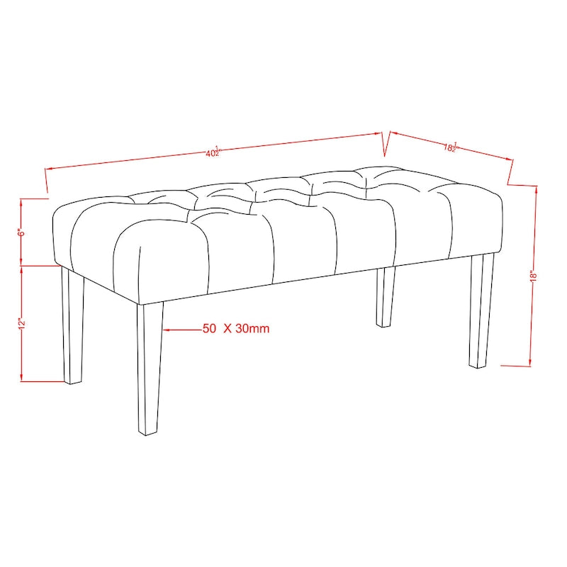 Banc d'appoint capitonné en tissu contemporain