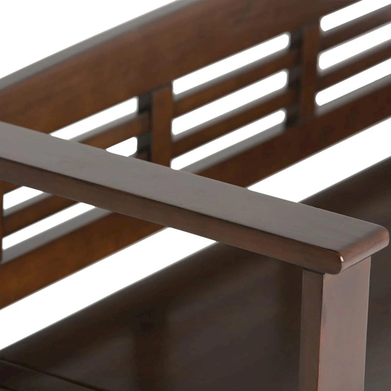 Banc de rangement d'entrée contemporain en bois massif de 122 cm de large