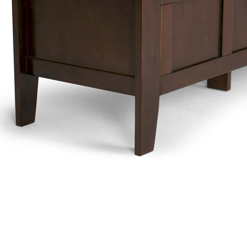 Banc de rangement d'entrée contemporain en bois massif de 122 cm de large