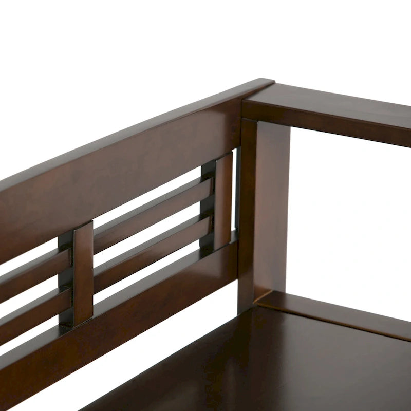 Banc de rangement d'entrée contemporain en bois massif de 122 cm de large