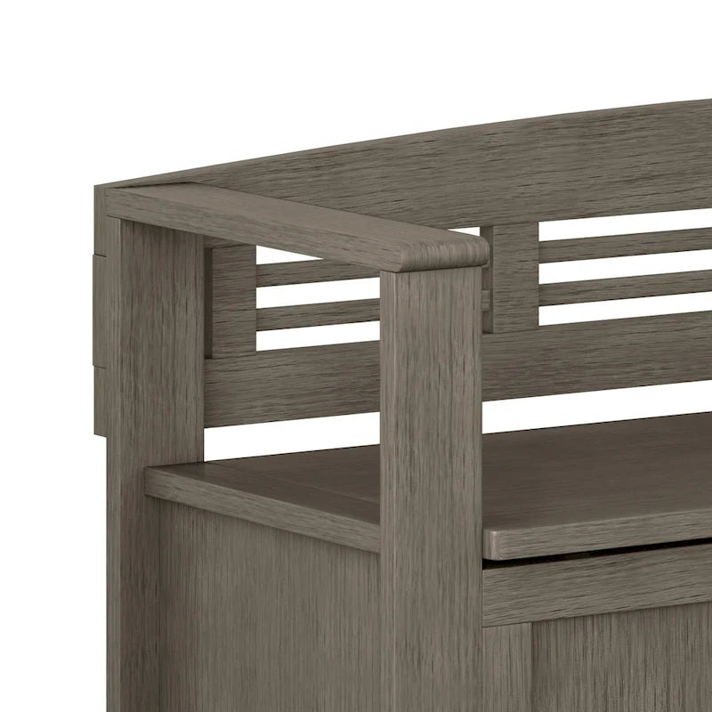 Banc de rangement d'entrée contemporain en bois massif de 122 cm de large