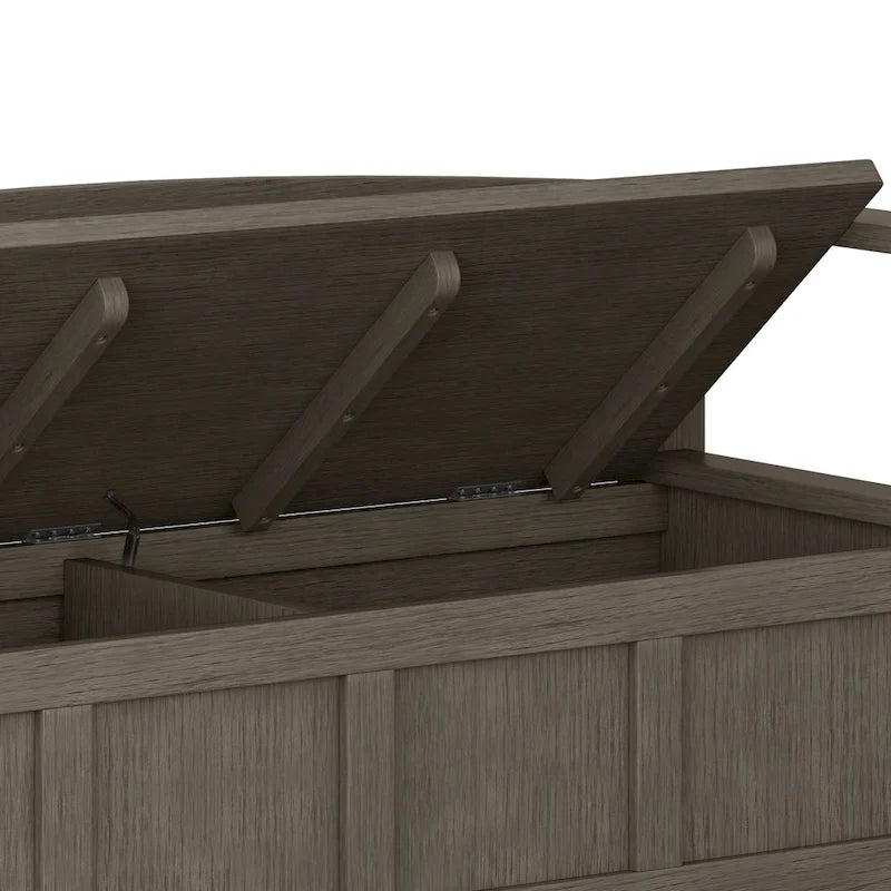 Banc de rangement d'entrée contemporain en bois massif de 122 cm de large