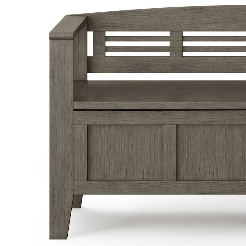 Banc de rangement d'entrée contemporain en bois massif de 122 cm de large