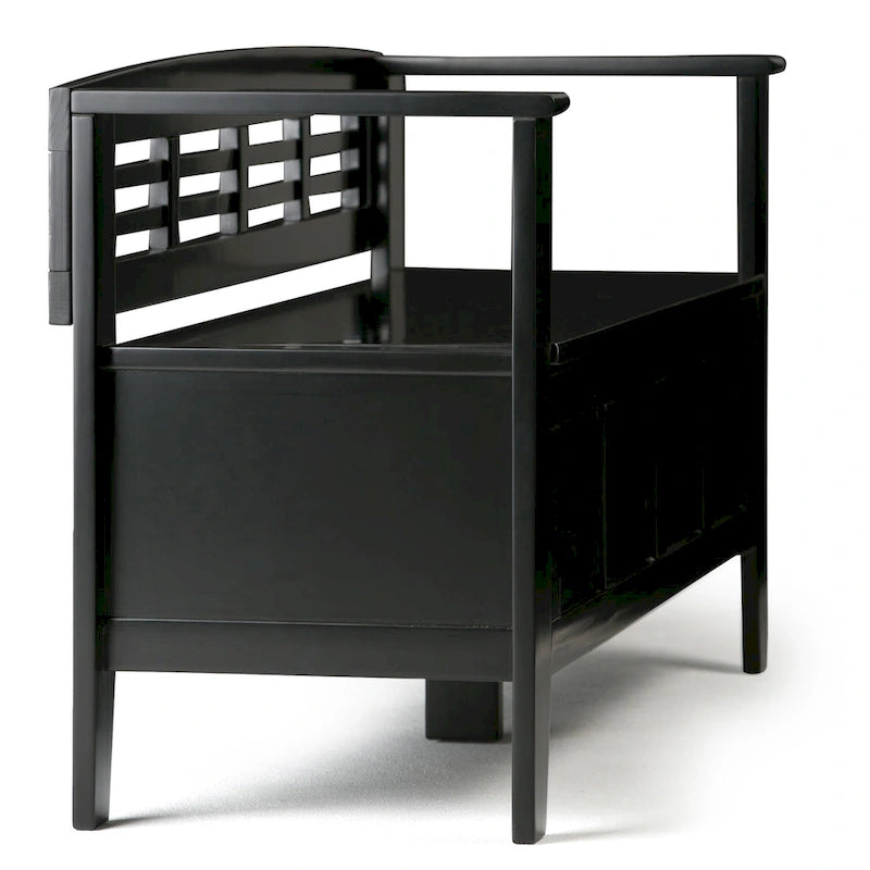 Banc de rangement d'entrée contemporain en bois massif de 122 cm de large