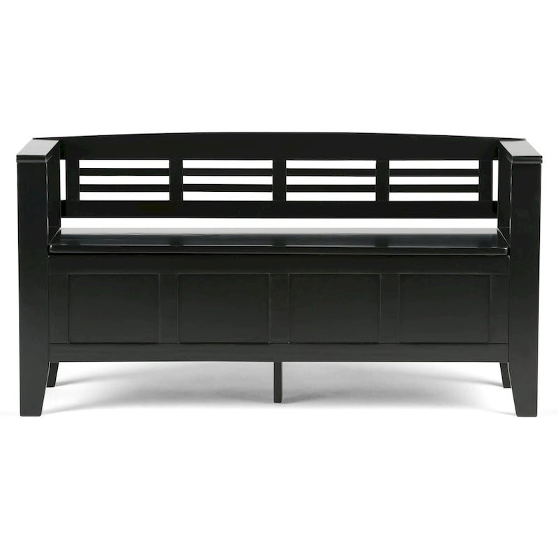 Banc de rangement d'entrée contemporain en bois massif de 122 cm de large