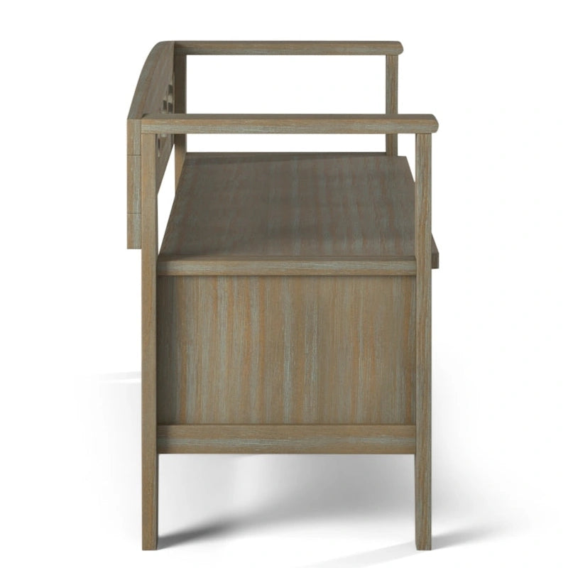 Banc de rangement d'entrée contemporain en bois massif de 122 cm de large