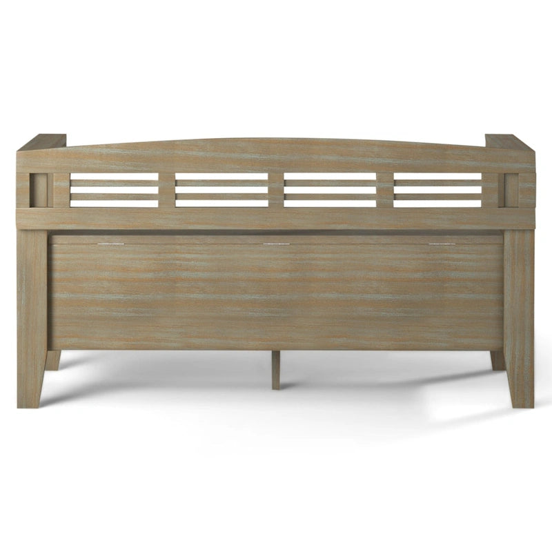 Banc de rangement d'entrée contemporain en bois massif de 122 cm de large