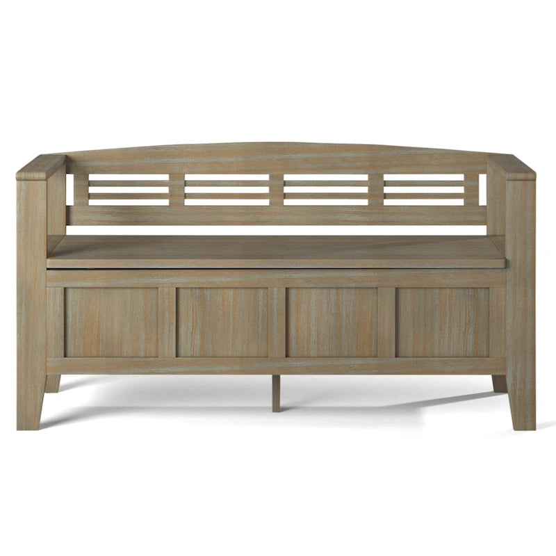 Banc de rangement d'entrée contemporain en bois massif de 122 cm de large
