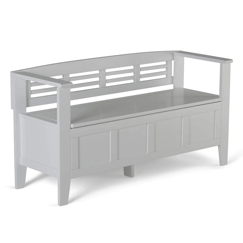 Banc de rangement d'entrée contemporain en bois massif de 122 cm de large