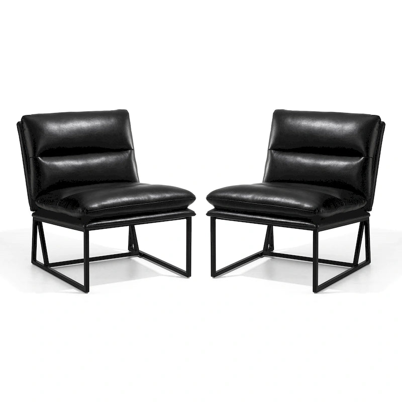 Chaise d'appoint ergonomique moderne en PU sans accoudoirs, hauteur 76,8 cm