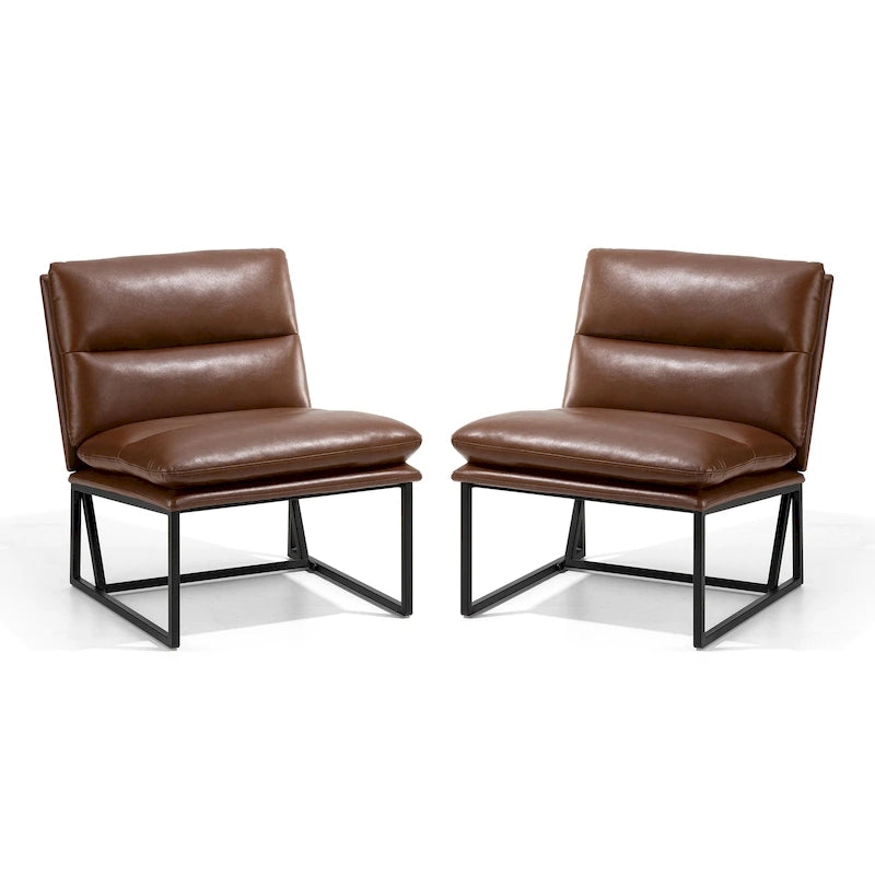 Chaise d'appoint ergonomique moderne en PU sans accoudoirs, hauteur 76,8 cm