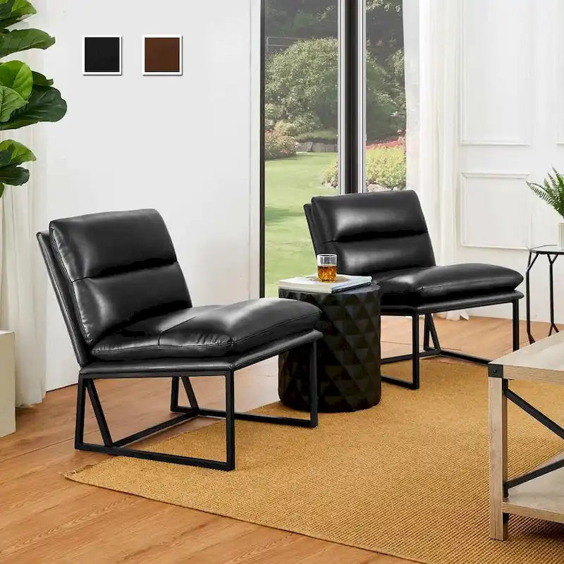 Chaise d'appoint ergonomique moderne en PU sans accoudoirs, hauteur 76,8 cm